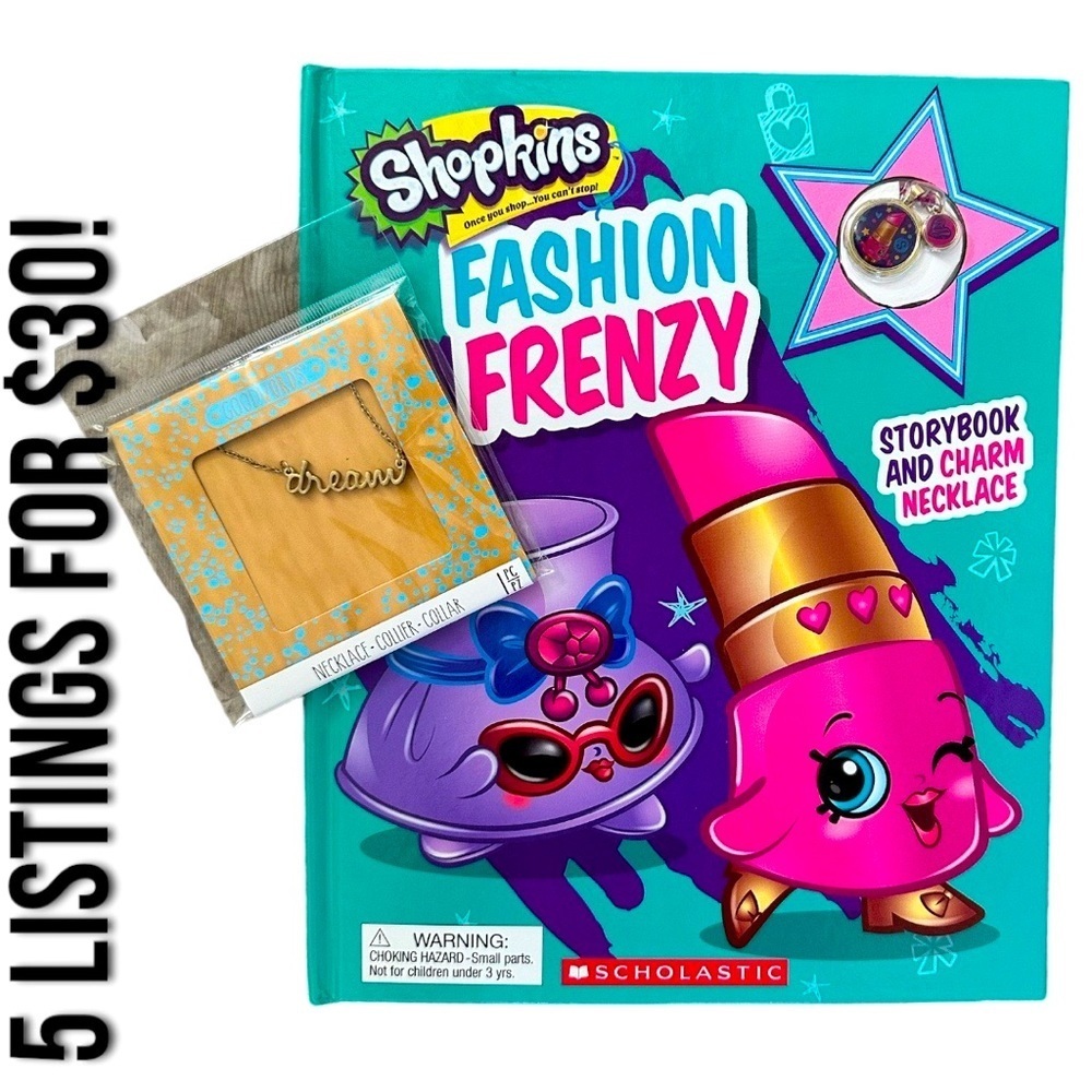 New shopkins book & charm necklace, plus another new necklace